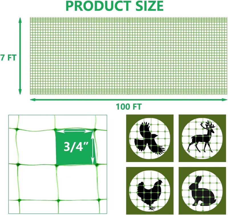 UWIOFF Garden Netting, 7 x 100 FT Bird Netting for Garden Protection, Green Deer Netting for Plants Fruit Trees Vegetables from Birds, Squirrels, Other Animals - Image 5